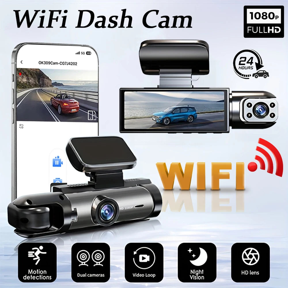 Dual camera Dash Cam for cars 1080P WIFI