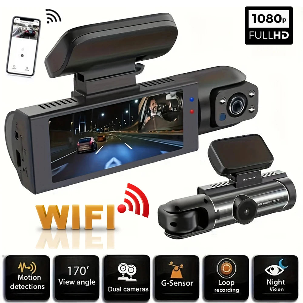 Dual camera Dash Cam for cars 1080P WIFI