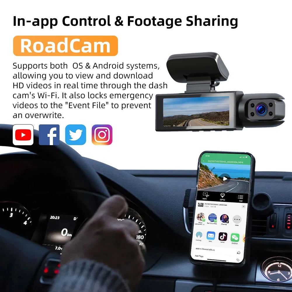 Dual camera Dash Cam for cars 1080P WIFI